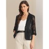 INSPIRE CHIC Women's Bussiness Casual Blazers Floral Lace 3/4 Sleeve Single Button Elegant Blazer Suits - 2 of 4
