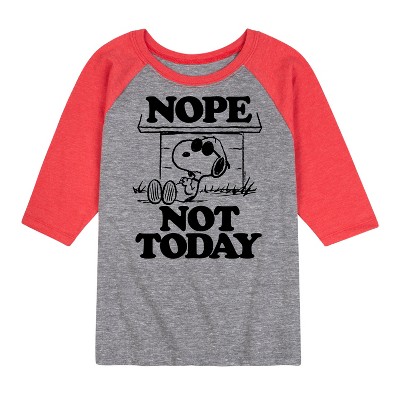 Boys' - Peanuts - Joe Cool Nope Not Today Raglan Graphic T-Shirt