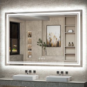 Keonjinn LED Bathroom Vanity Mirror, Front Light & Backlit, 3 Color Temperatures, Anti Fog, Double Lights Strips - 1 of 4