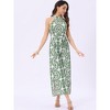 INSPIRE CHIC Women's Sleeveless Tie Halter Neck Belt Slit Wide Leg Boho Jumpsuit - 4 of 4