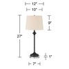 360 Lighting Lynn Modern Industrial Buffet Table Lamps Set of 2 with Round Risers 27" Tall Bronze Metal Oatmeal Drum Shade for Bedroom Living Room - 4 of 4