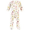 Hudson Baby Infant Girl Cotton Sleep and Play, Bodysuit and Bandana Bib Set, Soft Painted Floral - 4 of 4