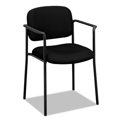 HON VL616 Stacking Guest Chair with Arms, Fabric Upholstery, 23.25" x 21" x 32.75", Black Seat, Black Back, Black Base