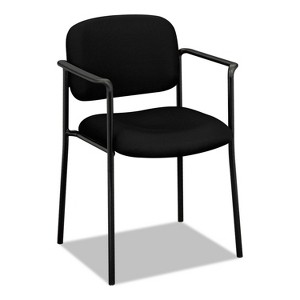 HON VL616 Stacking Guest Chair with Arms, Fabric Upholstery, 23.25" x 21" x 32.75", Black Seat, Black Back, Black Base - 1 of 4
