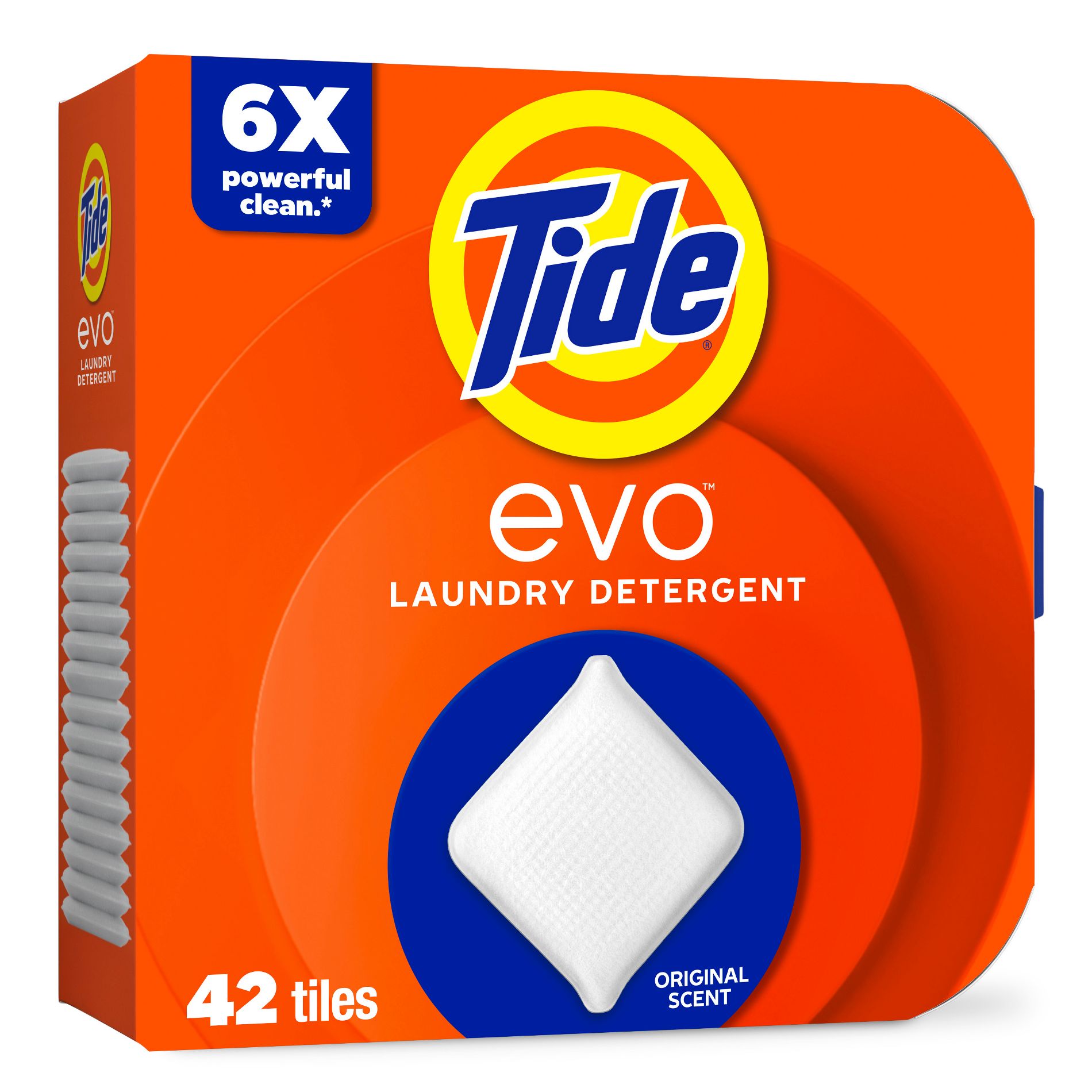 Tide EVO Original Laundry Detergent Tablets - 42ct: Box, Odor Control, Cold Water Detergent, Dye-Free