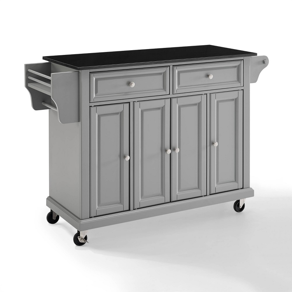 Full Size Granite Top Kitchen Cart: Mobile Storage, 3 Cabinets, Spice Rack - Crosley