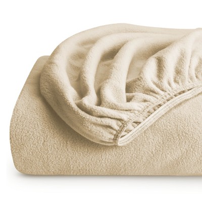 King Size Sand Polar Fleece Fitted Sheet By Bare Home Target