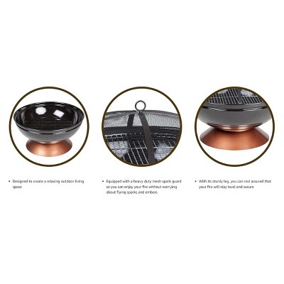 Degano 26" Black and Copper Round Wood Burning Fire Pit