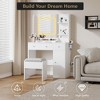 Vanity Desk and Stool with Mirror and Lights，Makeup Vanity with Charging Station, Drawers, Storage Shelves - 4 of 4