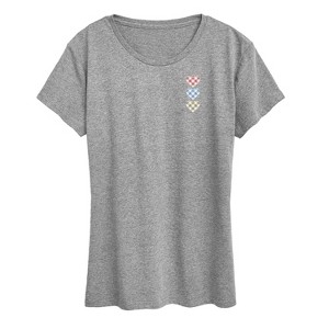 Women's - Instant Message - Gigham Hearts Short Sleeve Graphic T-Shirt - 1 of 4