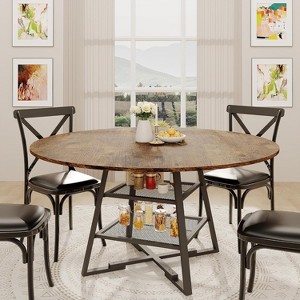 Dinning Room Tables for 4, Round Dining Table Set with Storage, 47 Inch/ 42 Inch Circle Kitchen Table High Top, for Dining room Kitchen - 1 of 4