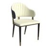 LeisureMod Verve 5-Piece Dining Set, 36" Round Resin Top Table and 4 Leather Dining Chair - 3 of 4