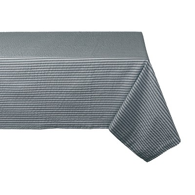 84" x 60" Cotton Seersucker Tablecloth Gray - Design Imports