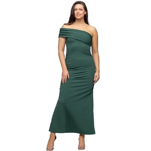 Womens Formal One Shoulder Bodycon Rouched Mermaid Maxi Dress - 24seven Comfort Apparel™ - 1 of 4