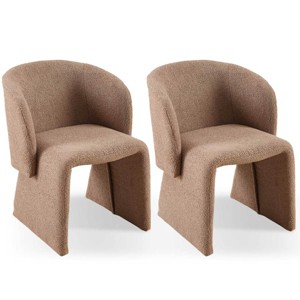 Set of 2 Modern Teddy Barrel Chair,Upholstered Comfy Accent Chair with Curved Backrest for Living Room,Bedroom,Reception-Baofuwish - 1 of 4