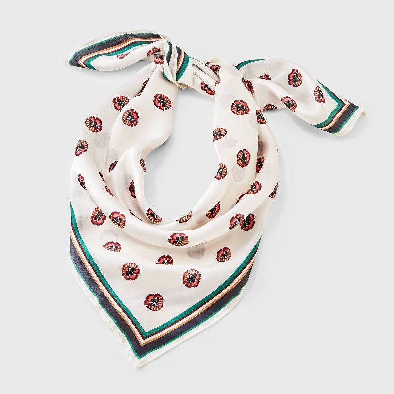 Flower Polka Dot Pattern Square Scarf - Universal Thread™ Cream