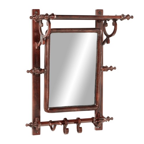 15 X 20 Copper Bathroom Wall Rack With Hooks And Rectangular Mirror Olivia May Target - Wall Shelf With Hooks For Bathroom