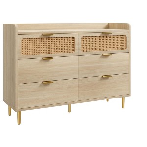 6-Drawer Dresser, Modern Wooden Bedroom Chest of Drawers With Storage Drawers, Farmhouse Style TV Stand for Living Room, Bedroom, Hallway - 1 of 4