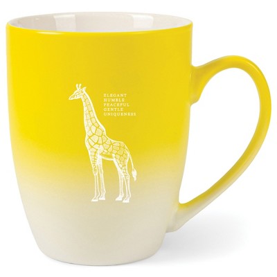 Elanze Designs 12 Ounce Ceramic Decorative Laser Engraved Giftable Novelty Tea Coffee Cup Mug Yellow and White Giraffe Elegant Humble Peaceful Gentle