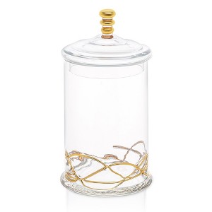 Classic Touch Large Vivid  90 OZ  Glass Canister Jar With Lid - 14K Gold Swirl Design - 1 of 3