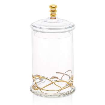 Classic Touch Large Vivid  90 OZ  Glass Canister Jar With Lid - 14K Gold Swirl Design