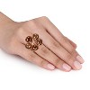 EVERLY JEWELRY | Rose Plated Sterling Silver 15 CT TGW Smokey Quartz and Diamond Floral Ring - 3 of 3