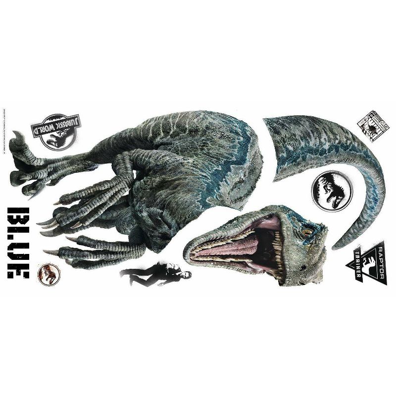 Jurassic World 2 Blue Velociraptor Giant Kids&#39; Wall Decal, 4 of 7