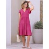 INSPIRE CHIC Women's Ruffle Short Sleeve V Neck Side Pockets Midi Dress - 2 of 4