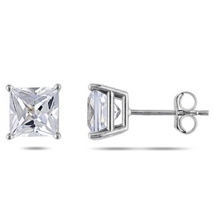 EVERLY JEWELRY |  10K White Gold 2 1/7 CT TGW Created White Sapphire Stud Earrings - 1 of 4