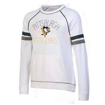 NHL Pittsburgh Penguins Women's White Fleece Crew Sweatshirt
