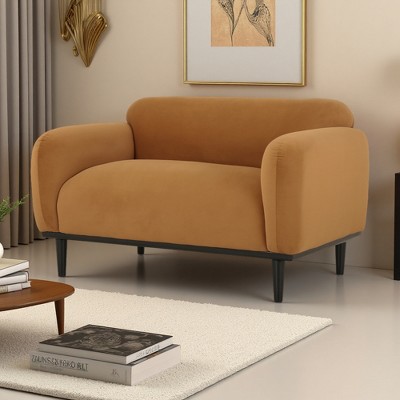 Contemporary 2-Seater Loveseat with Birch Wood Legs