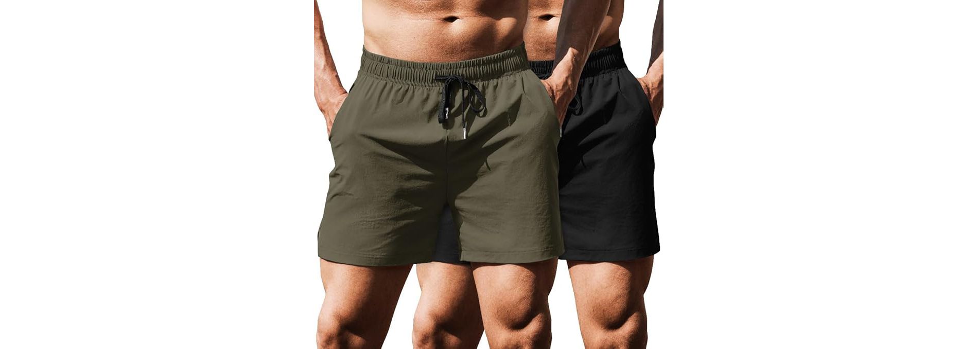 COOFANDY Men's Running Athletic Shorts 5 Inch 2 Pack Gym Workout Shorts Fitted Exercise Hiking Shorts with Zipper Pocket