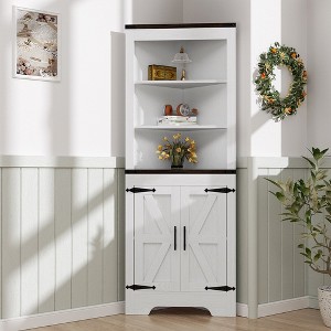 63.38" H Tall Storage Cabinet with Adjustable Shelf in White - 1 of 4