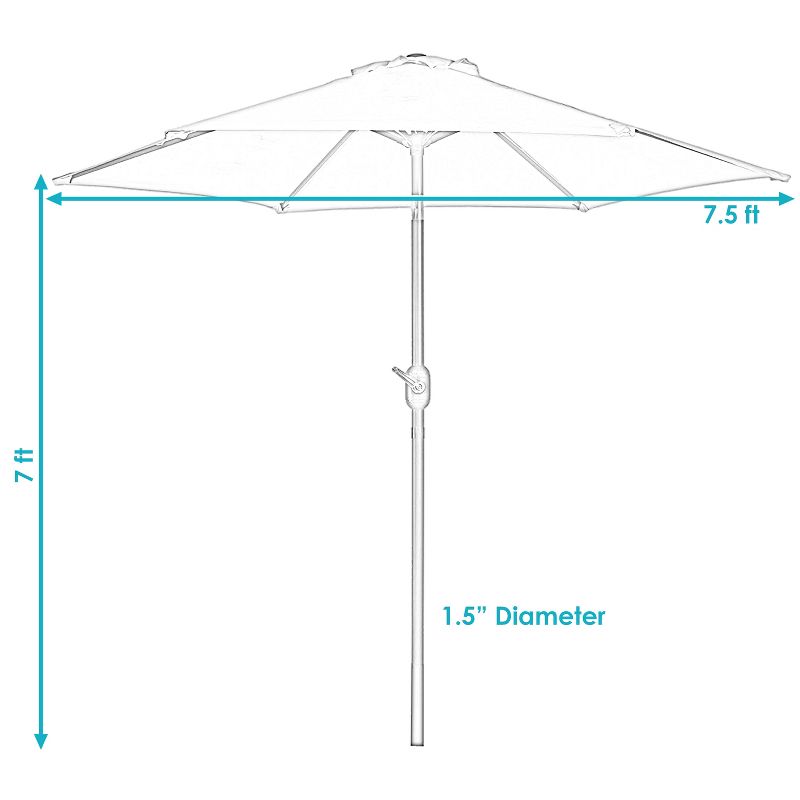 Sunnydaze Outdoor Aluminum Patio Table Umbrella with Polyester Canopy and Tilt and Crank Shade Control - 7.5', 4 of 13