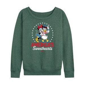 Women's - Disney - Americana Lightweight French Terry Wide Neck Long Sleeve Shirt - 1 of 4