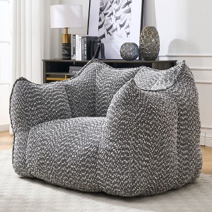 NicBex Chenille Fabric Bean Bag Chair with High-Resilience Foam,Lazy Sofa Chair with Handle Design and Armrest,Lounge Chair for Living Room - 1 of 4