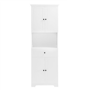 TiramisuBest Tall Storage Cabinet with Three Drawers for Bathroom/Office, Black - 1 of 4