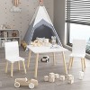 Kids Table and 2 Chairs Set, 3 Pieces Toddler Table and Chair Set, Wooden Activity Play Table Set (White) - 4 of 4