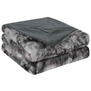 PiccoCasa Sofa Couch Tie-dye Shaggy Lightweight Faux Fur Fleece Throw Blankets - 1 of 4