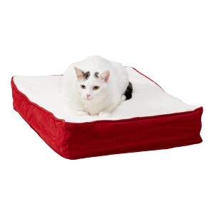 Kensington Garden Bella Orthopedic Cozy High Pile Fleece Cat Bed - Crimson - 1 of 4