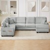 Upholstered Sectional Sofa L-shaped Sofa with Movable Ottoman & Side Storage Pockets - ModernLuxe - 2 of 4