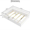 COWLOWN Full Size Floor Bed with Safety Barrier, Wooden Children's Bed Frame with Door Opening, Pine French Design - 2 of 4