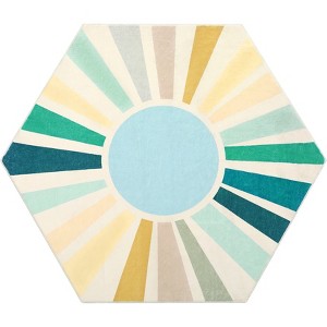 Luxurious Pearl Velvet Rug with Scorching Sun Print, Foldable, Non-Slip, Kid & Pet Friendly, Easy Care for High-Traffic Areas - 1 of 4