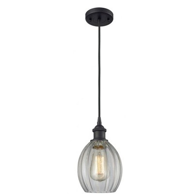 Eaton - 1 Light Cord Hung Mini Pendant In Industrial Style-9.5 Inches Tall and 6 Inches Wide