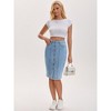 INSPIRE CHIC Women's Denim Button Down Pockets Western Bodycon Midi Jean Skirts - 2 of 4