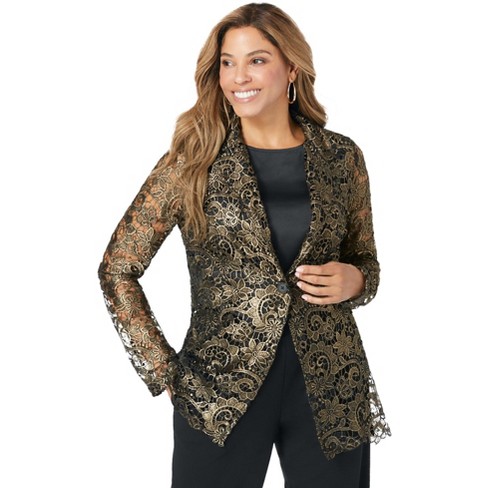 Agnes Orinda Women's Plus Size Party Metallic Sequin Sparkle Zip Bomber  Jackets Gold 3x : Target