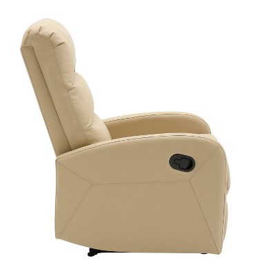 Beige Faux Leather Contemporary Recliner Chair