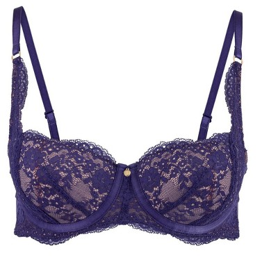 Adore Me Women's Bonnie Balconette Bra 32C / Navy Blue.