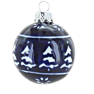 Blue Rose Polish Pottery Winter Nights Christmas Ball