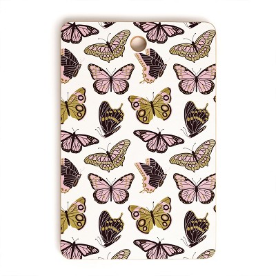 Jessica Molina Texas Butterflies Blush and Gold Cutting Board Rectangle - Deny Designs